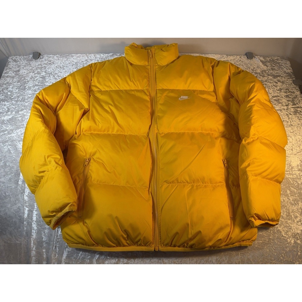 Nike Puffer Jacket Mens M Yellow Move To Zero Synthetic Fill Loose Fit NWT